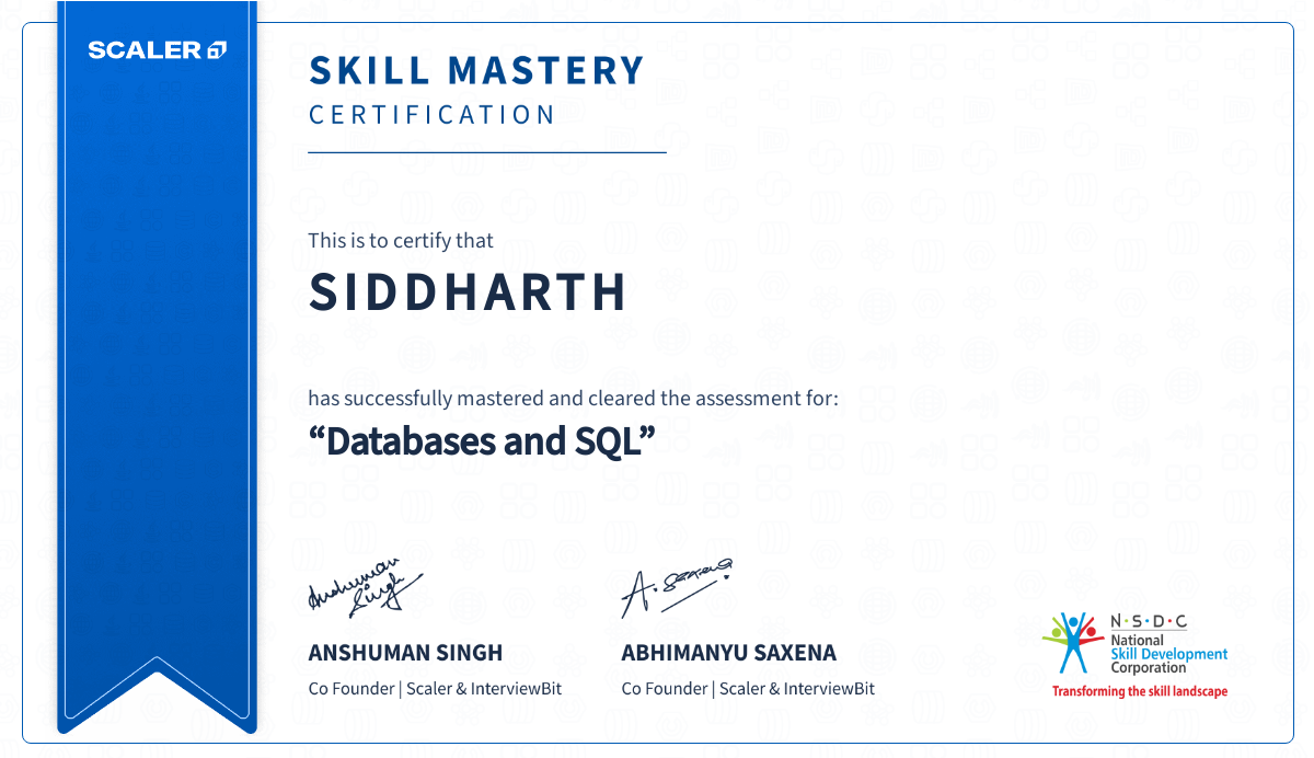 SQL Certificate